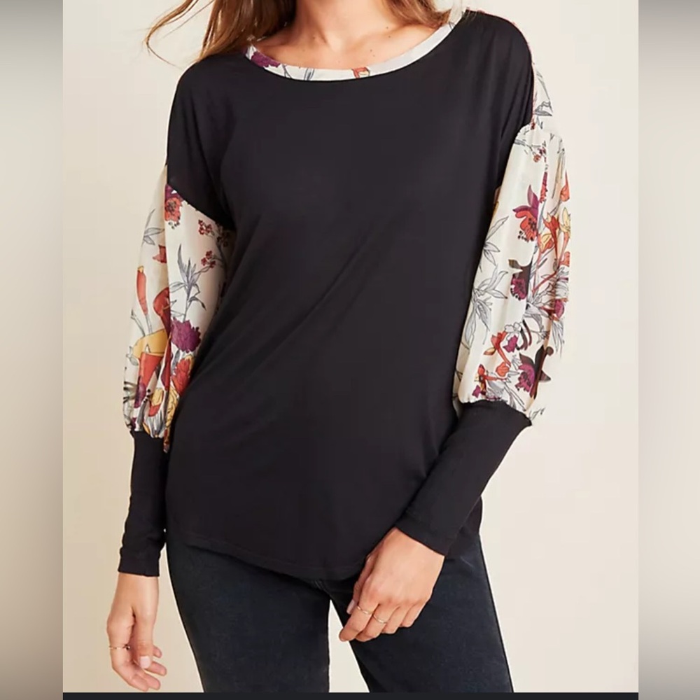 Anthropologie Black Blouse with Elegant Design